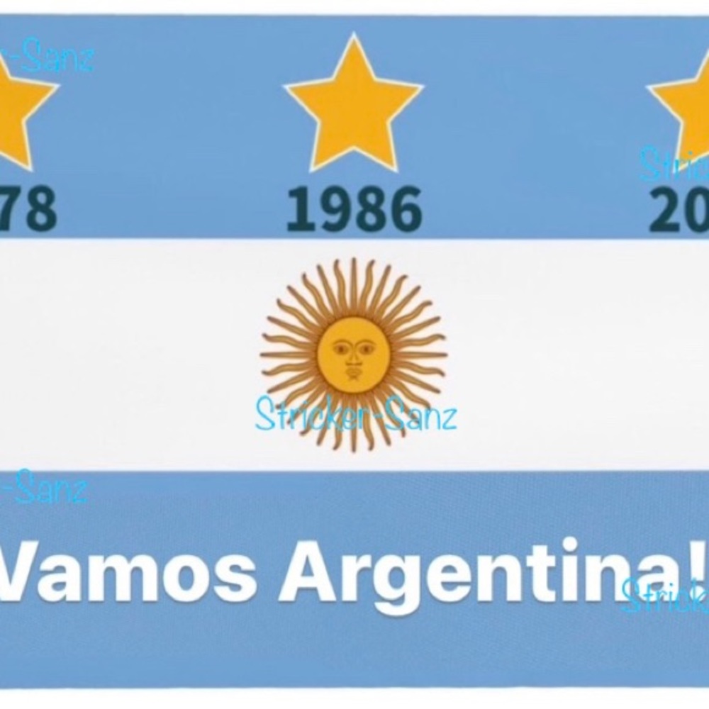 VAMOS ARGENTINA!! with 3 Stars And Years World Cup - Flag